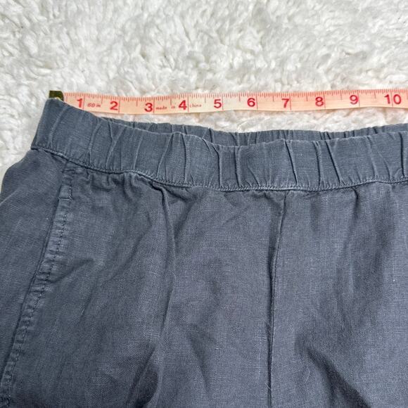 Eileen Fisher 100% Organic Linen Black Cropped Pullon Elastic Waist Pants Petite - Picture 5 of 9